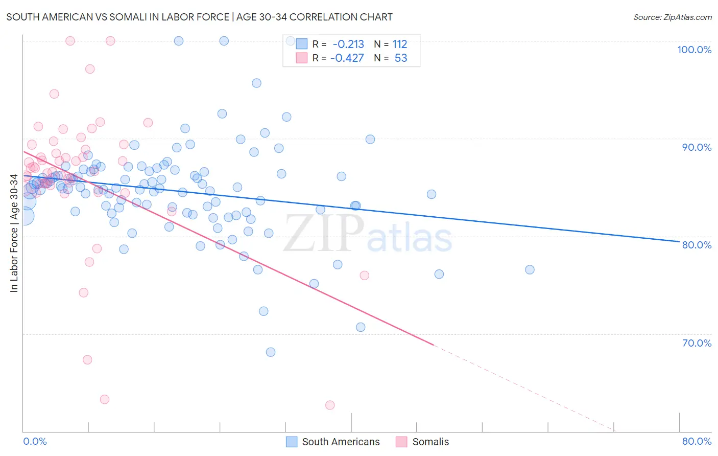 South American vs Somali In Labor Force | Age 30-34