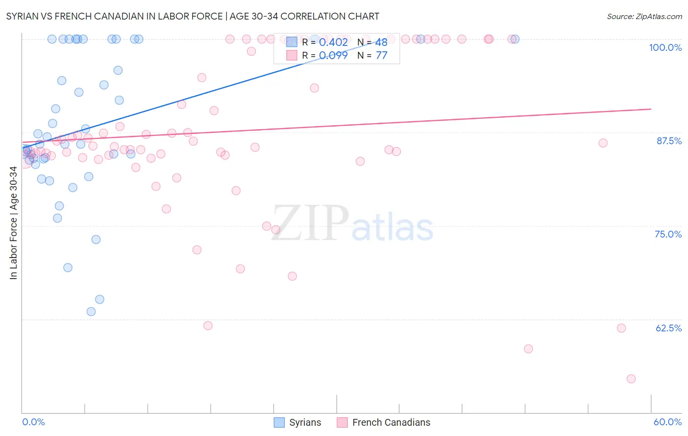 Syrian vs French Canadian In Labor Force | Age 30-34