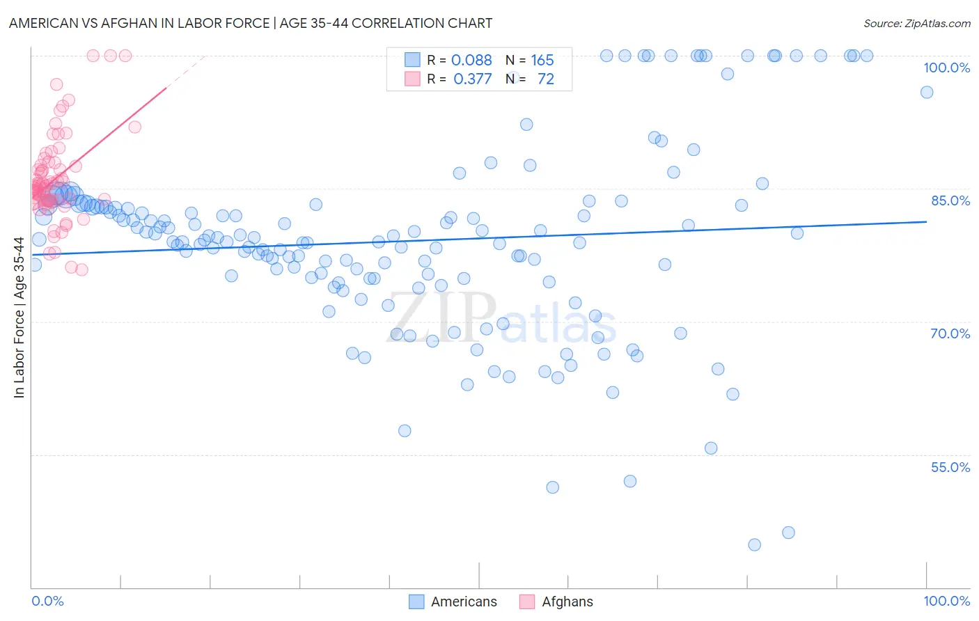 American vs Afghan In Labor Force | Age 35-44