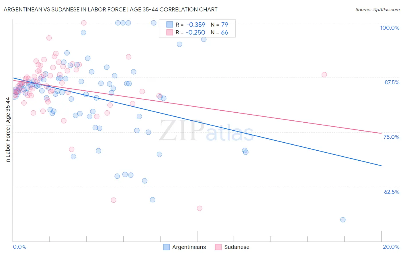 Argentinean vs Sudanese In Labor Force | Age 35-44