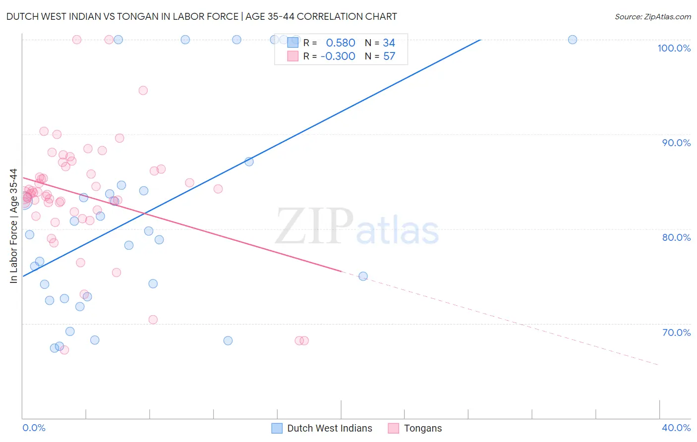 Dutch West Indian vs Tongan In Labor Force | Age 35-44