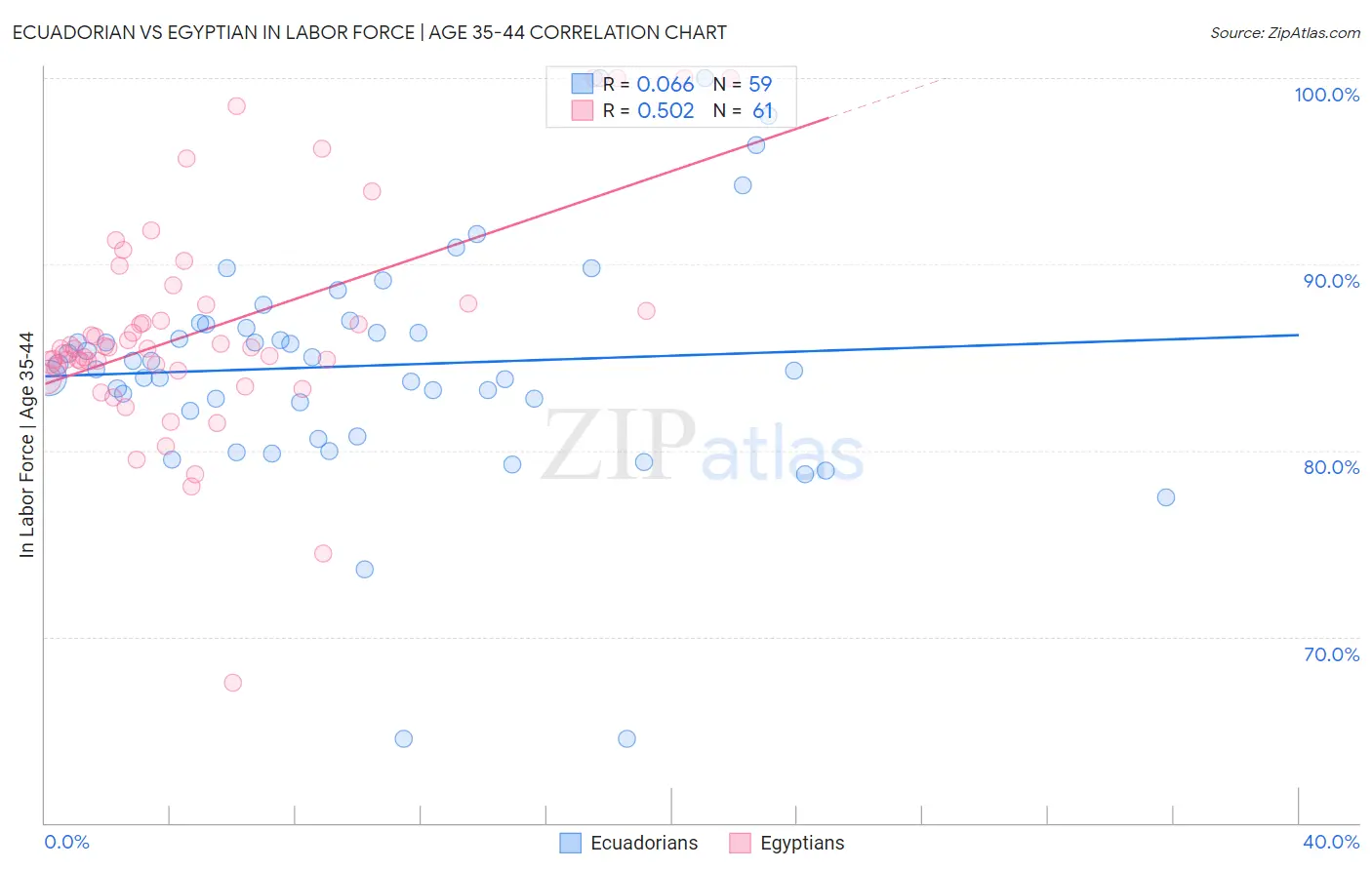 Ecuadorian vs Egyptian In Labor Force | Age 35-44