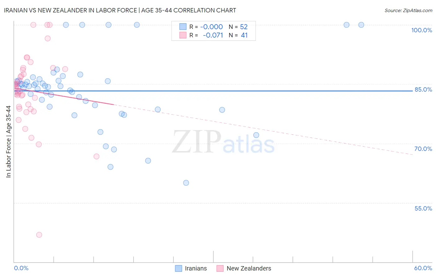 Iranian vs New Zealander In Labor Force | Age 35-44