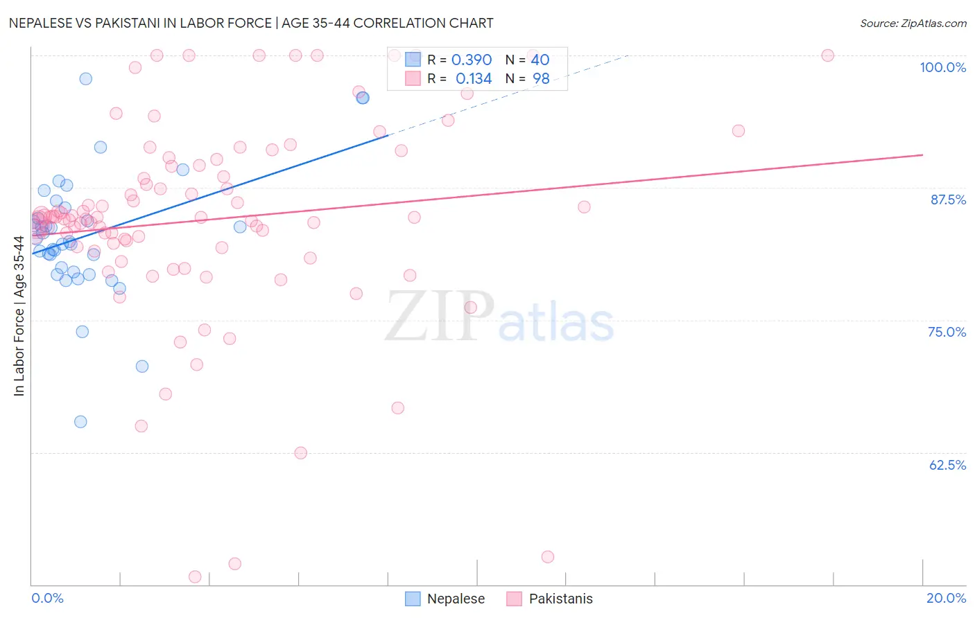 Nepalese vs Pakistani In Labor Force | Age 35-44