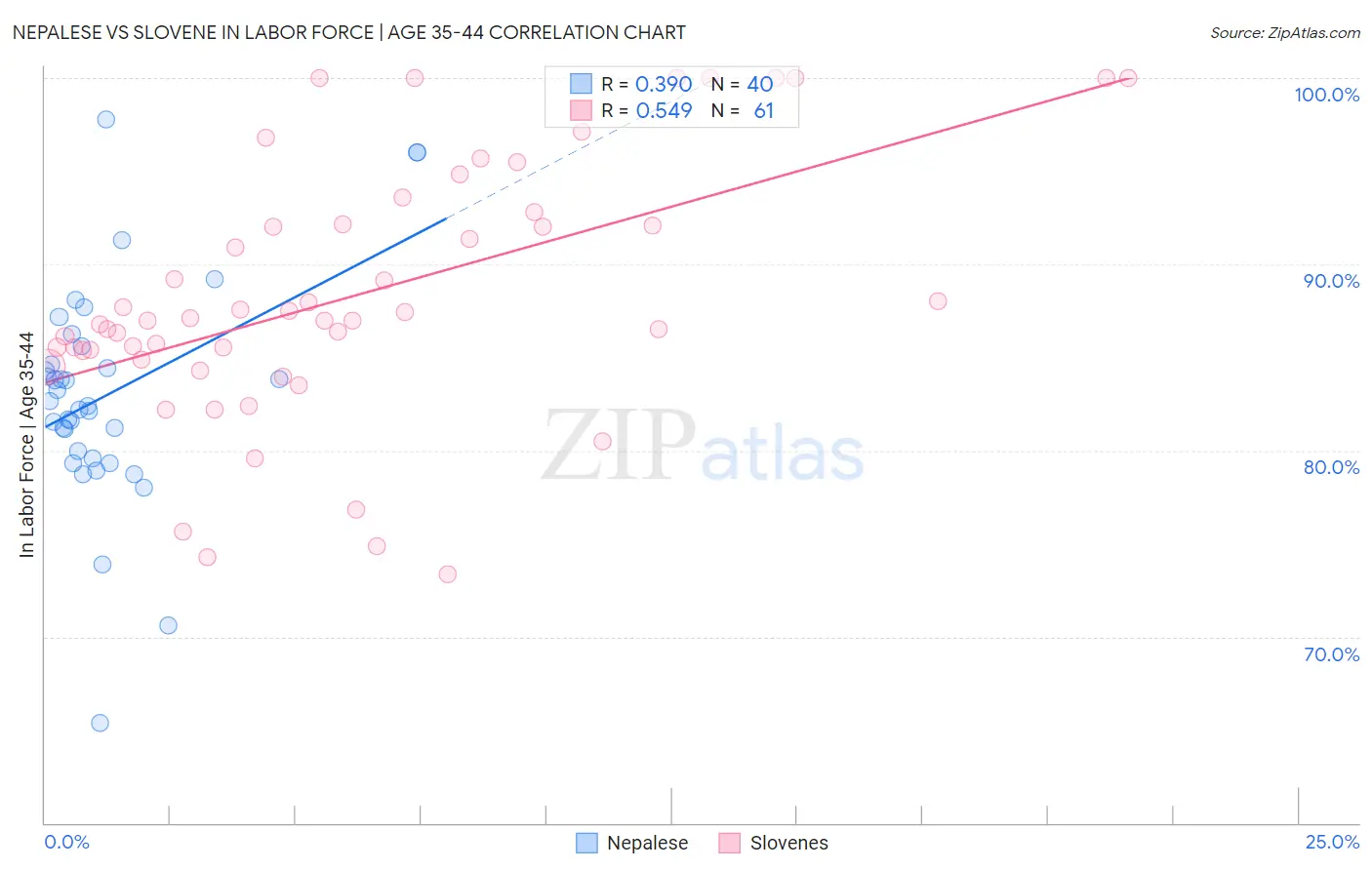 Nepalese vs Slovene In Labor Force | Age 35-44