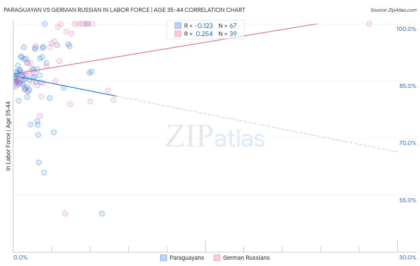 Paraguayan vs German Russian In Labor Force | Age 35-44