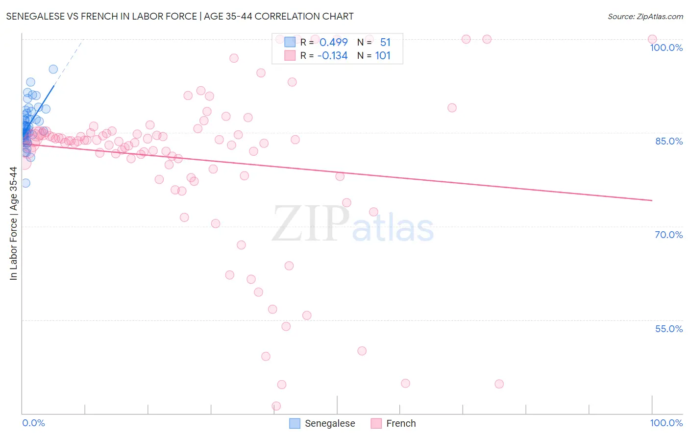 Senegalese vs French In Labor Force | Age 35-44