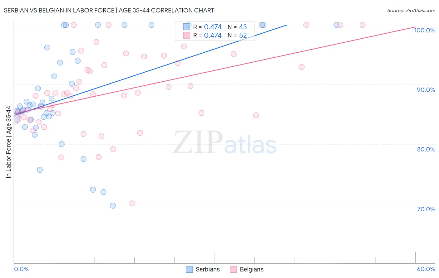 Serbian vs Belgian In Labor Force | Age 35-44