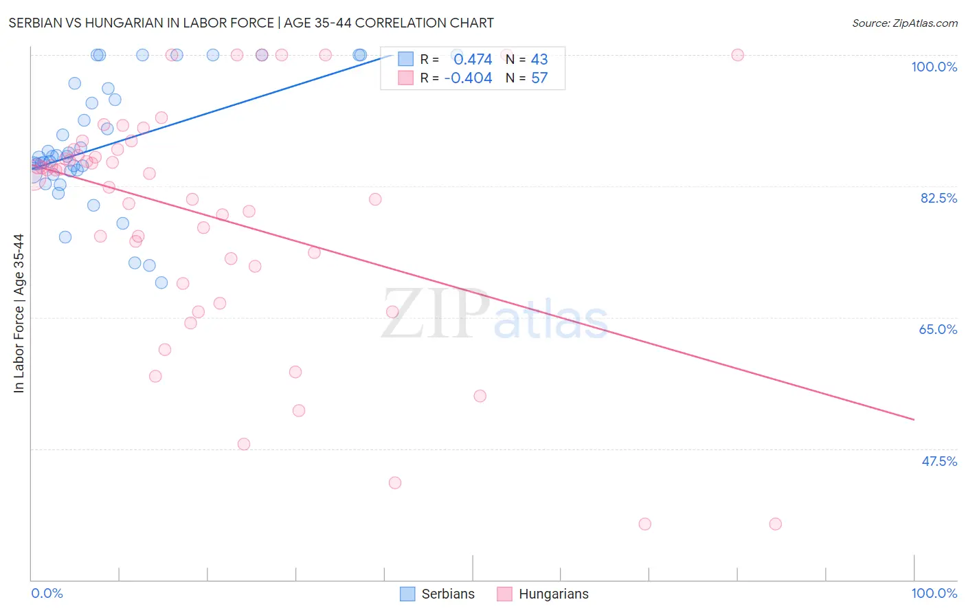 Serbian vs Hungarian In Labor Force | Age 35-44