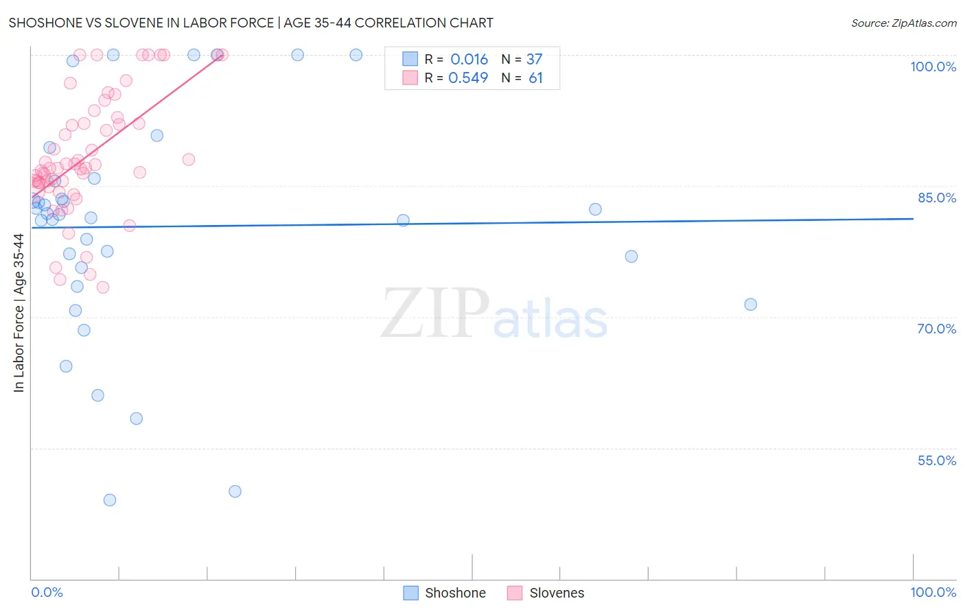 Shoshone vs Slovene In Labor Force | Age 35-44