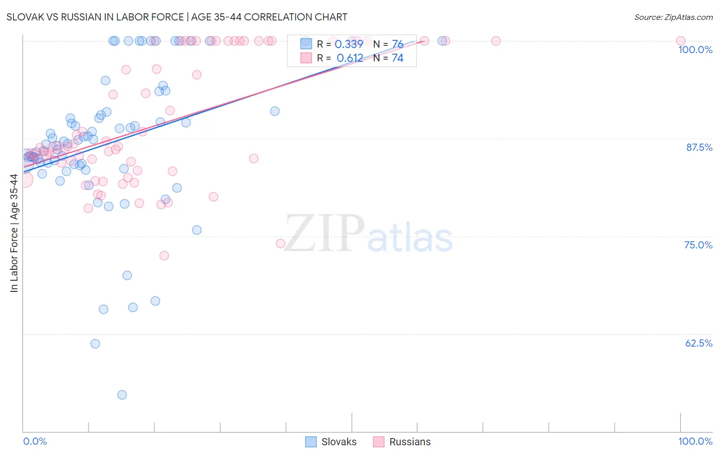 Slovak vs Russian In Labor Force | Age 35-44