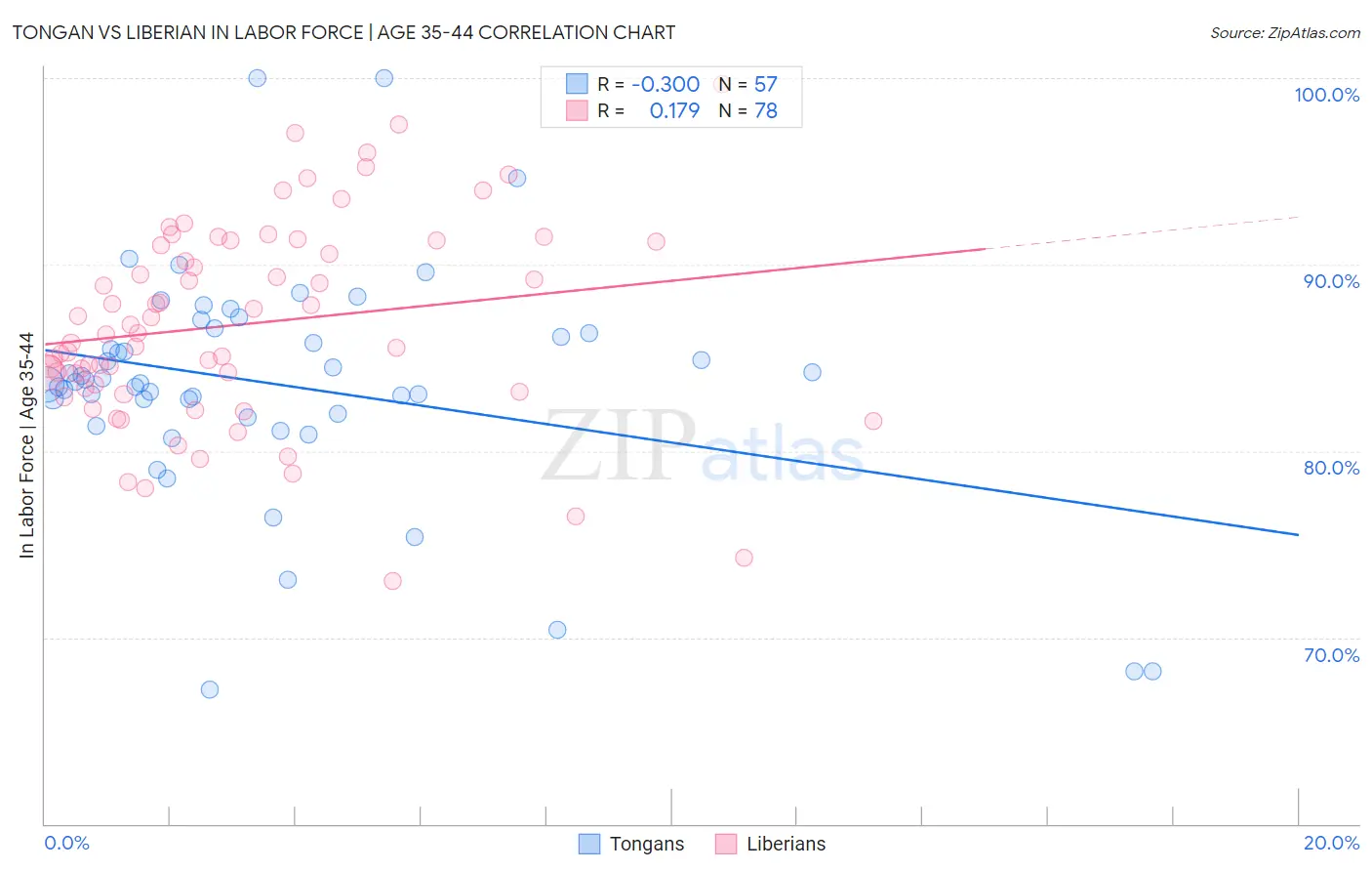 Tongan vs Liberian In Labor Force | Age 35-44