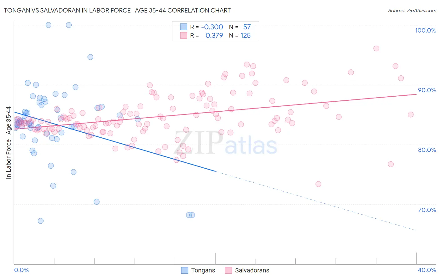 Tongan vs Salvadoran In Labor Force | Age 35-44