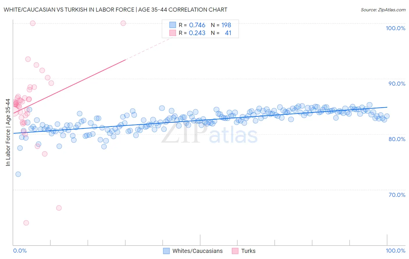 White/Caucasian vs Turkish In Labor Force | Age 35-44