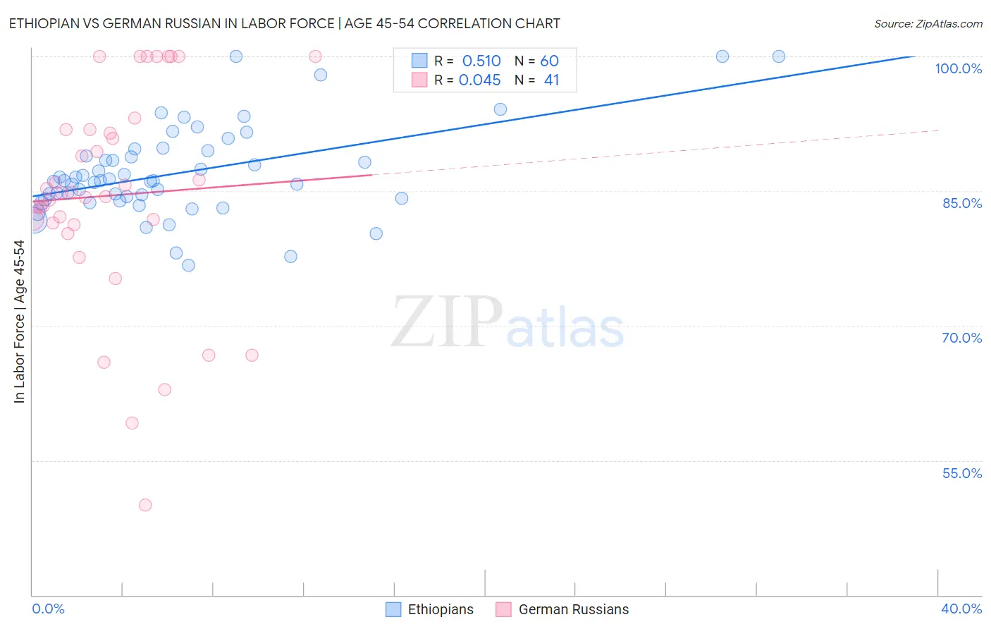 Ethiopian vs German Russian In Labor Force | Age 45-54