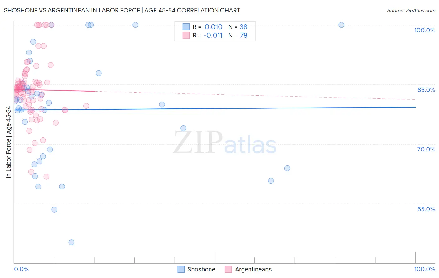 Shoshone vs Argentinean In Labor Force | Age 45-54