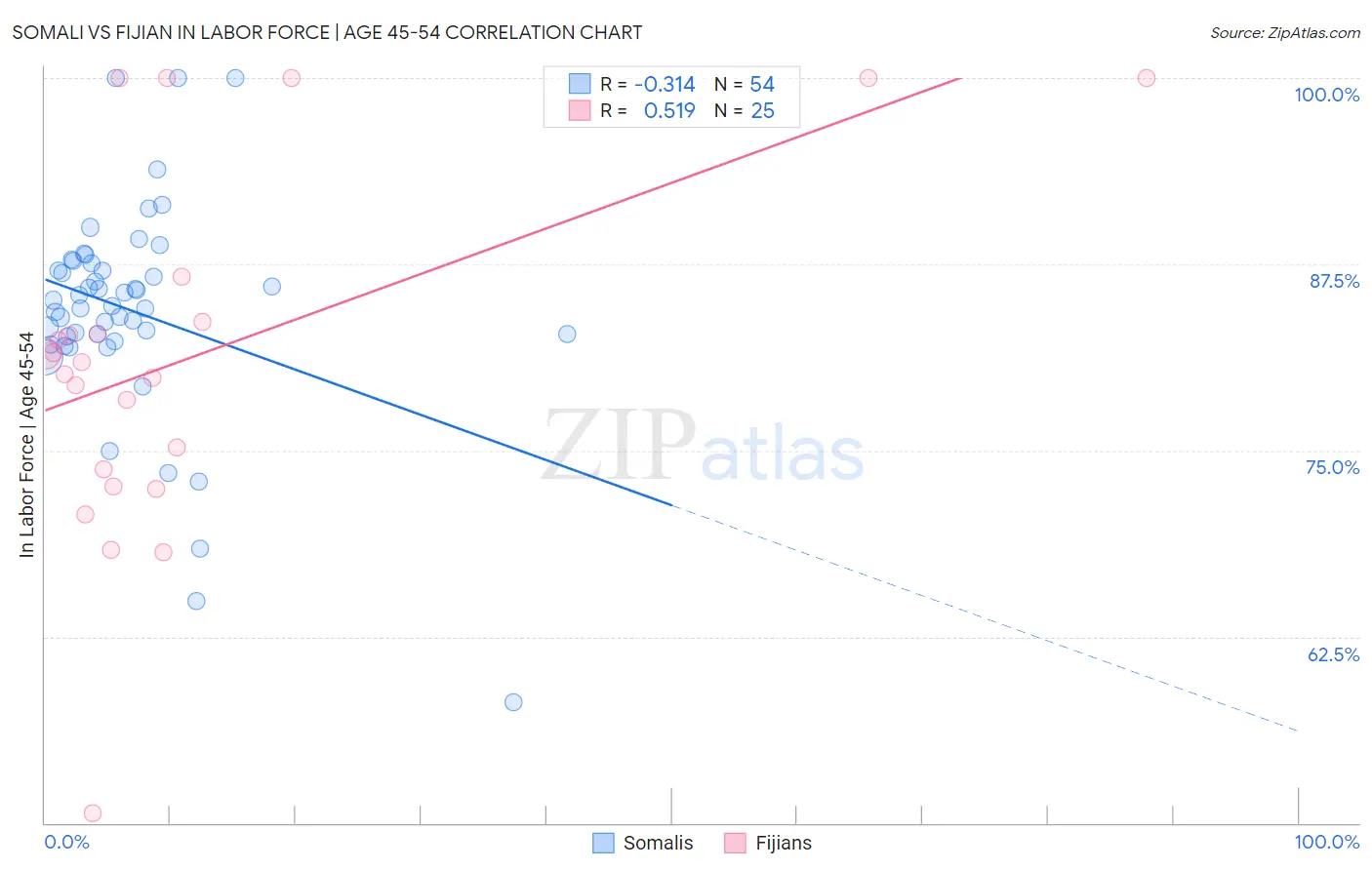 Somali vs Fijian In Labor Force | Age 45-54