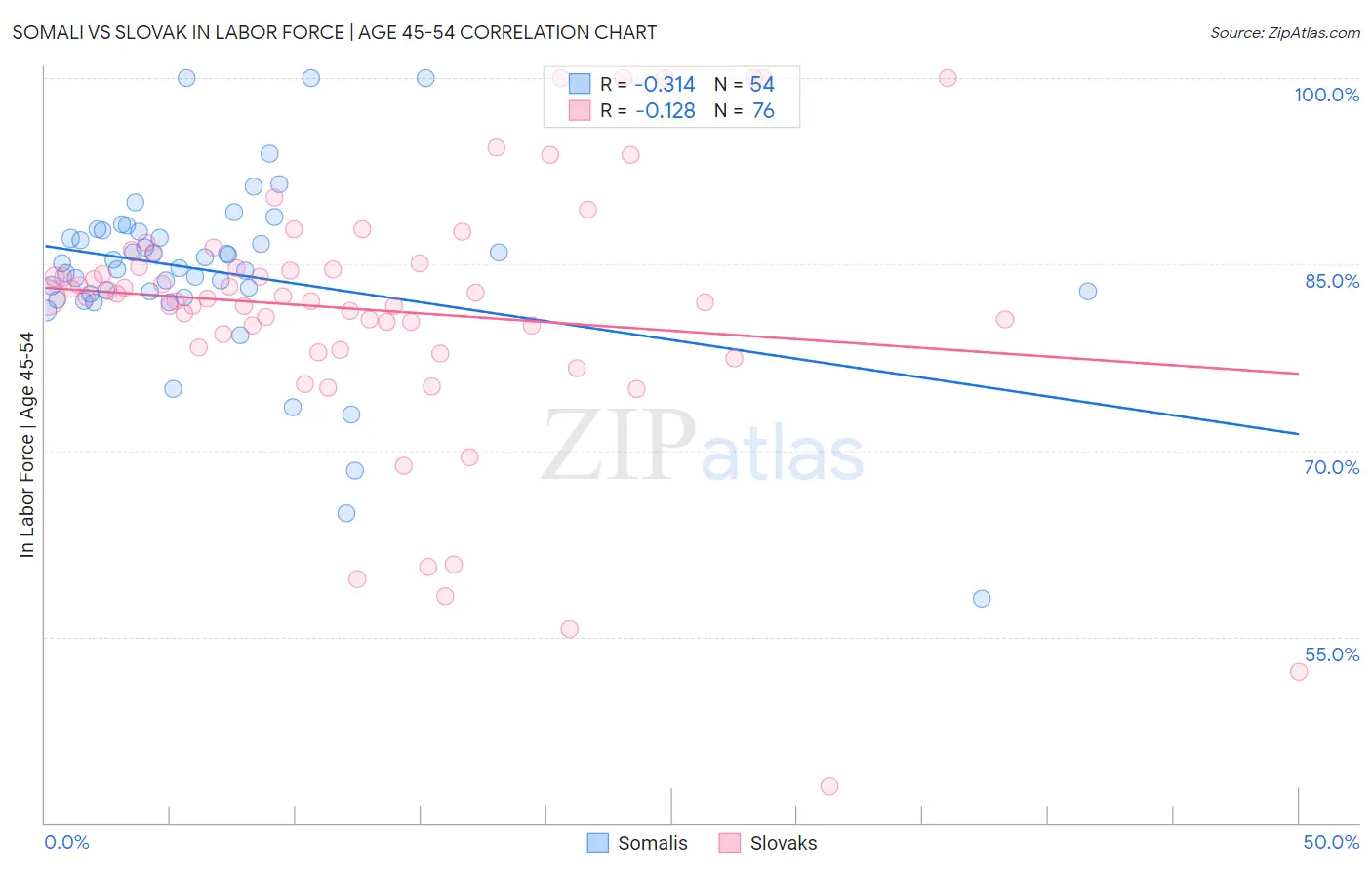 Somali vs Slovak In Labor Force | Age 45-54