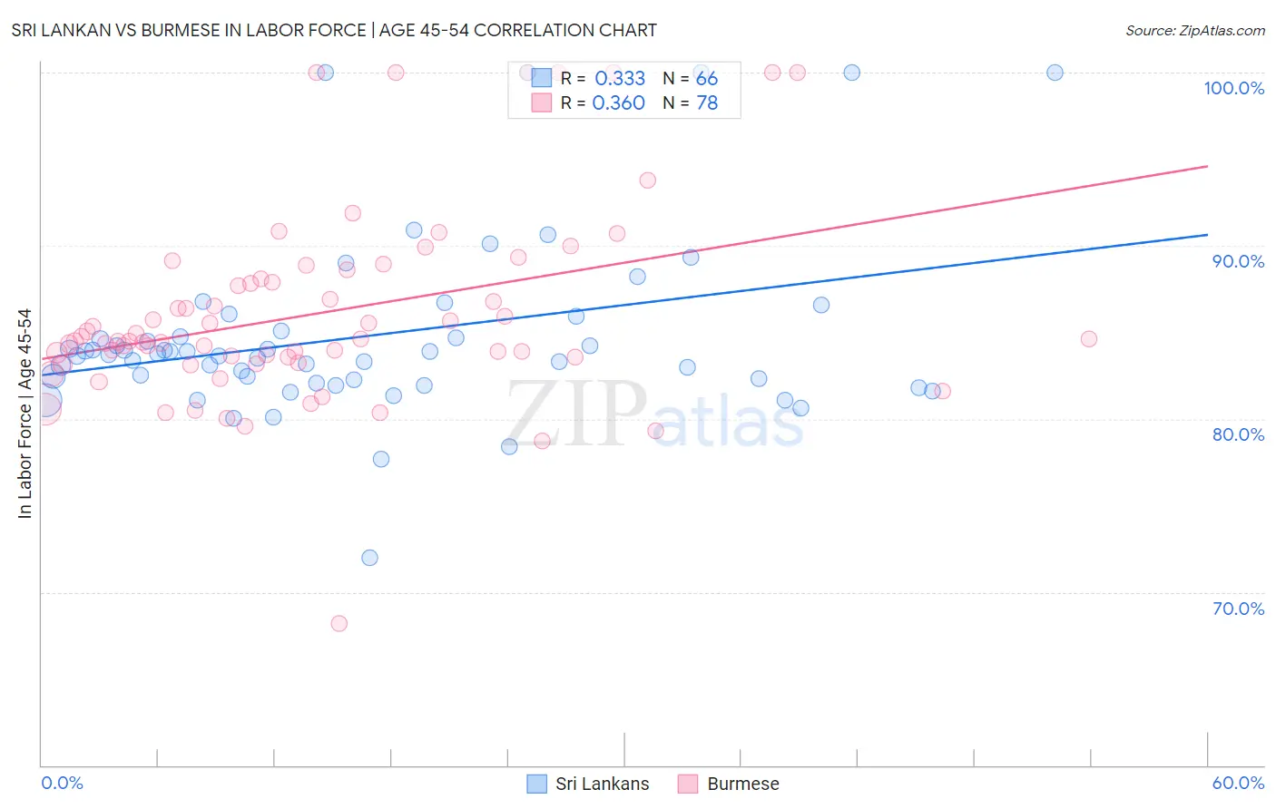 Sri Lankan vs Burmese In Labor Force | Age 45-54