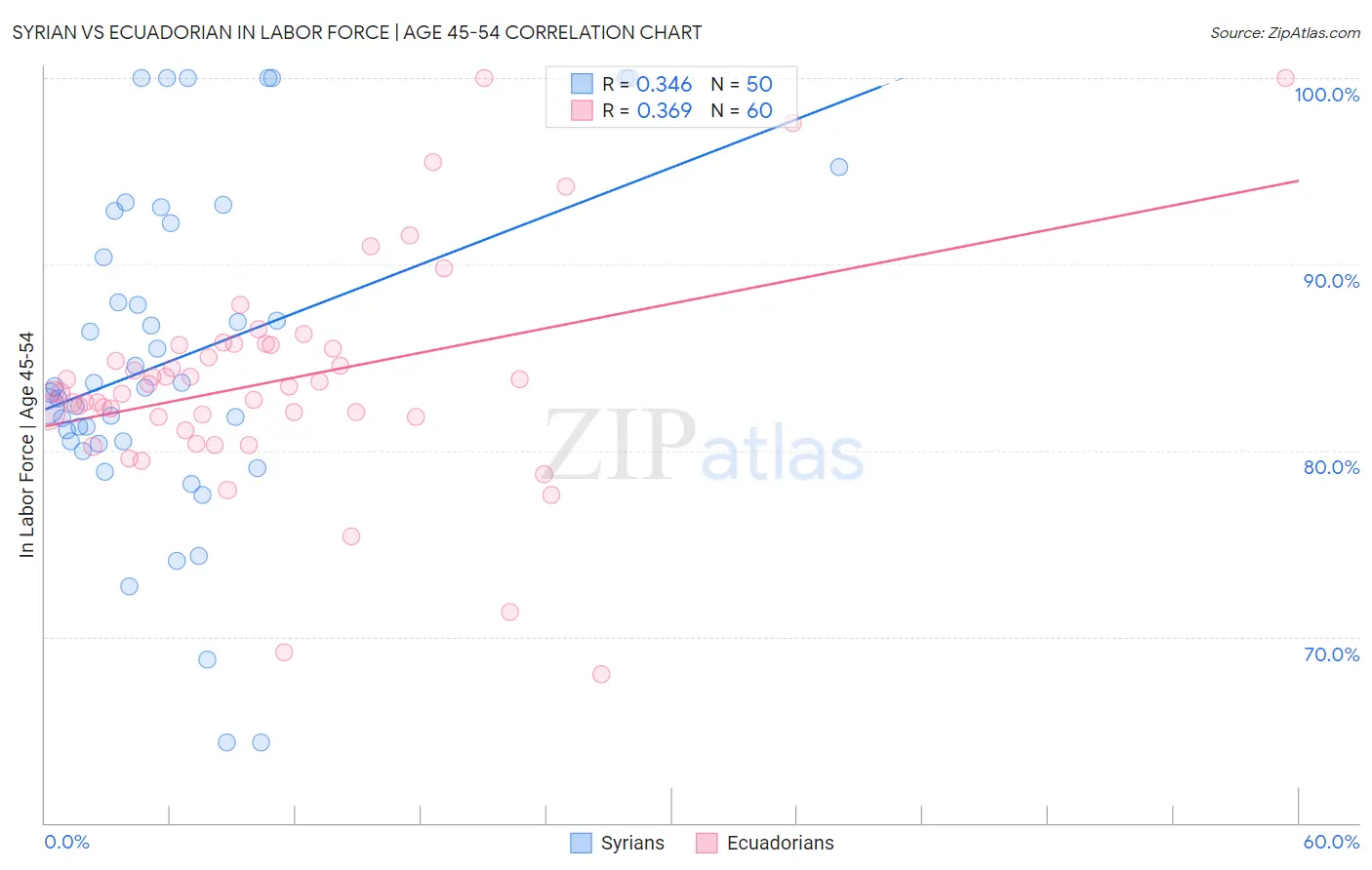 Syrian vs Ecuadorian In Labor Force | Age 45-54