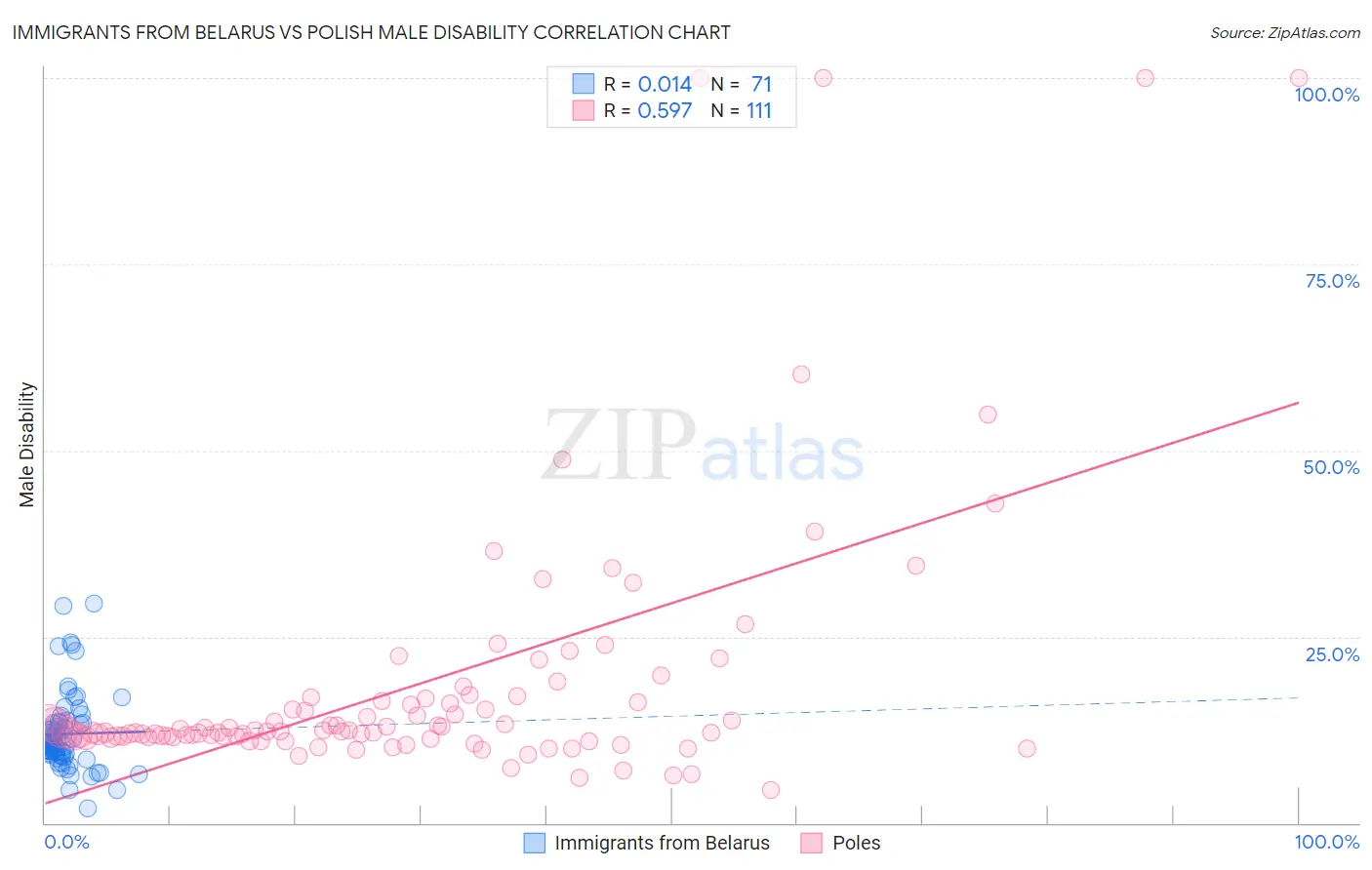 Immigrants from Belarus vs Polish Male Disability