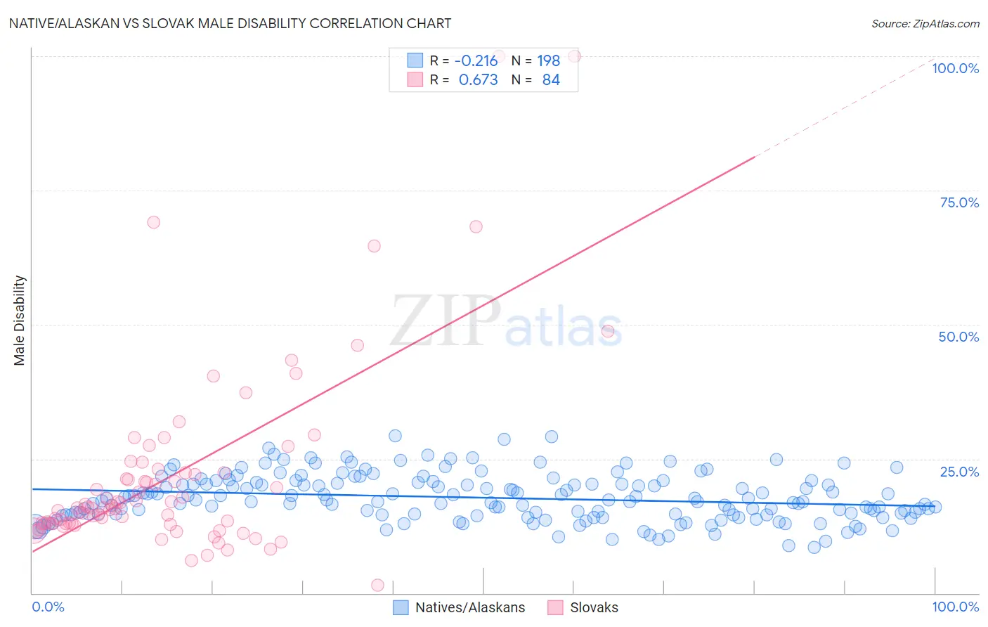 Native/Alaskan vs Slovak Male Disability