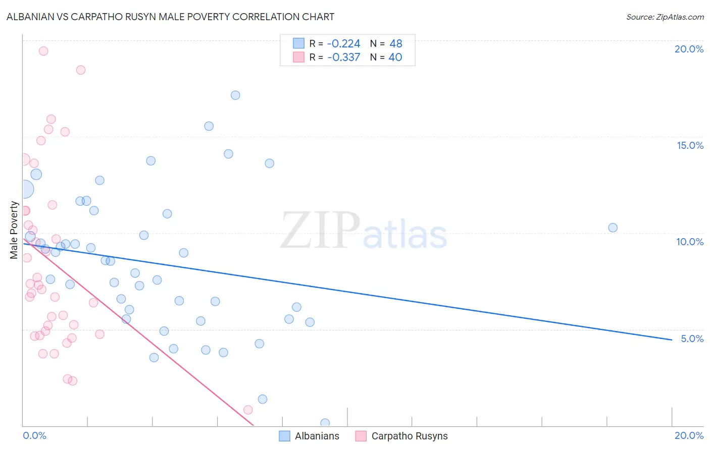 Albanian vs Carpatho Rusyn Male Poverty