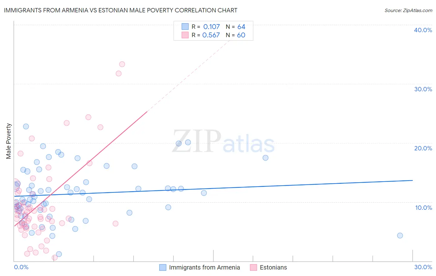 Immigrants from Armenia vs Estonian Male Poverty