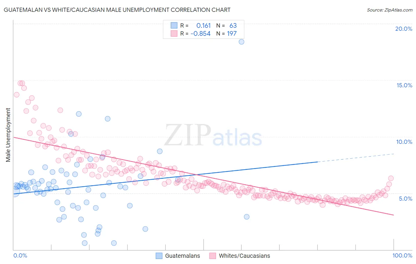 Guatemalan vs White/Caucasian Male Unemployment