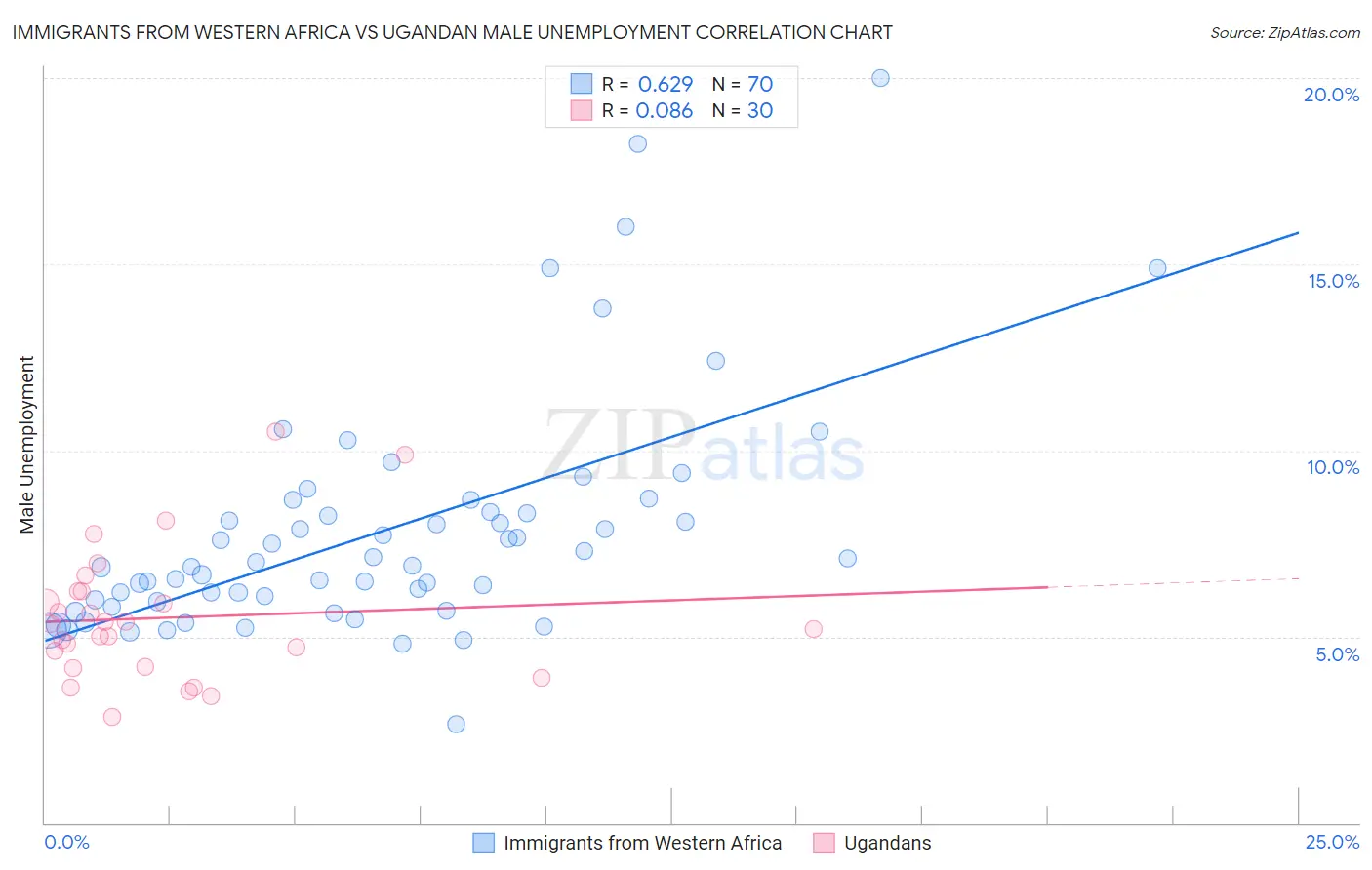 Immigrants from Western Africa vs Ugandan Male Unemployment