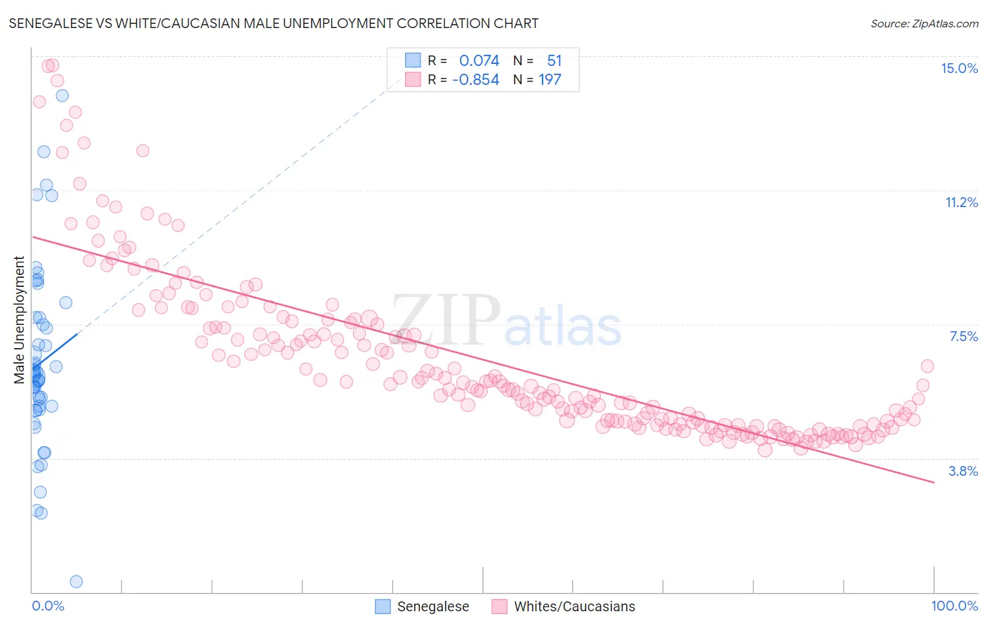 Senegalese vs White/Caucasian Male Unemployment