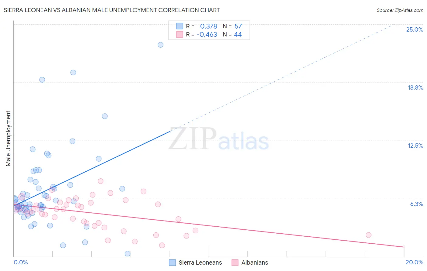 Sierra Leonean vs Albanian Male Unemployment