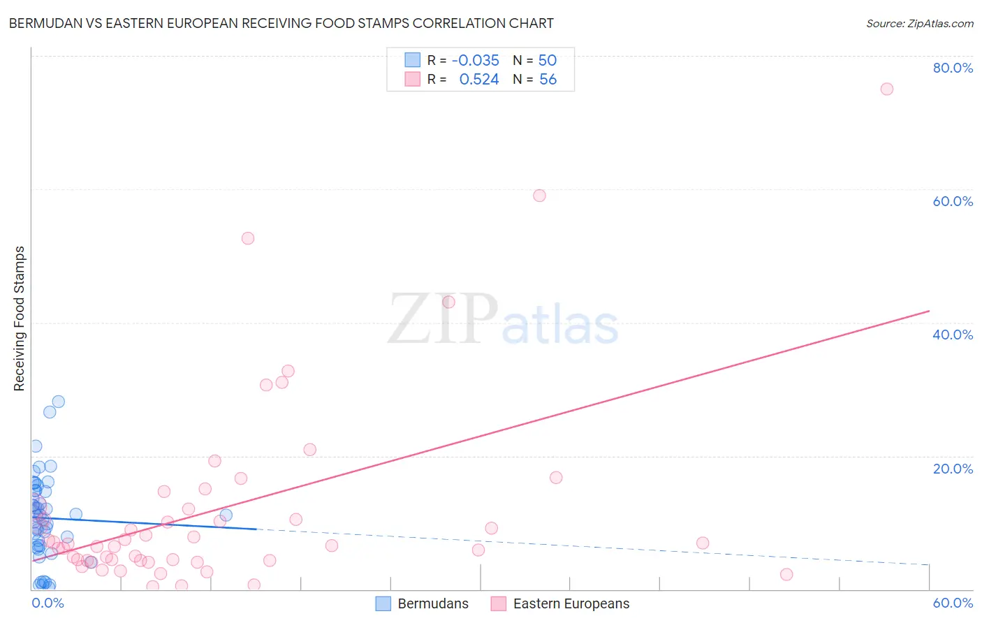 Bermudan vs Eastern European Receiving Food Stamps