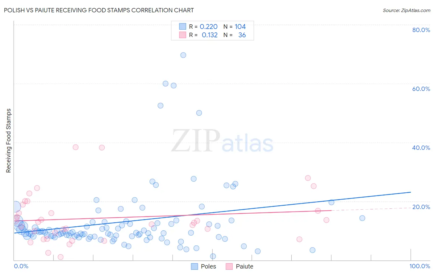 Polish vs Paiute Receiving Food Stamps