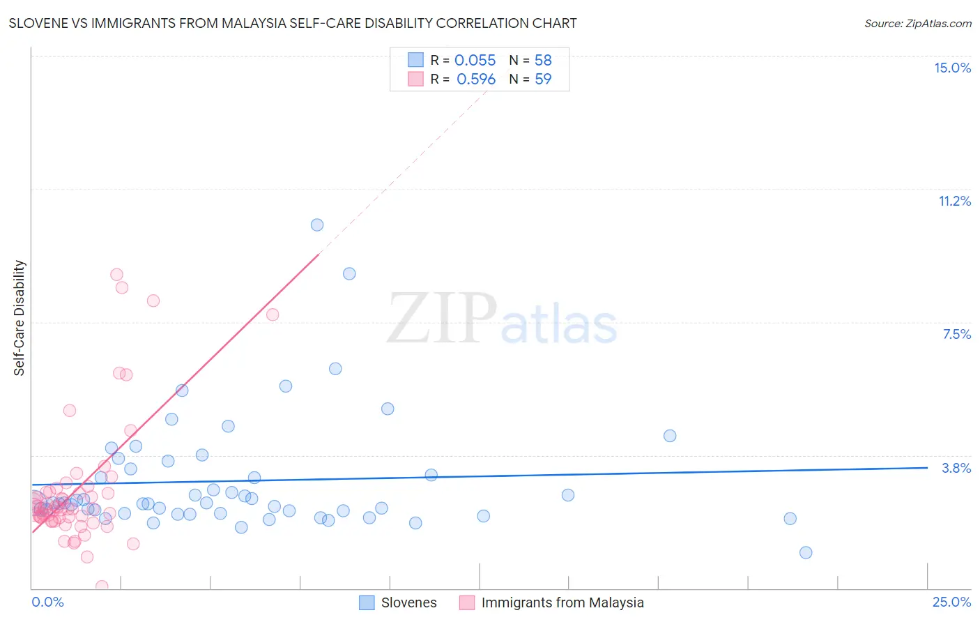 Slovene vs Immigrants from Malaysia Self-Care Disability