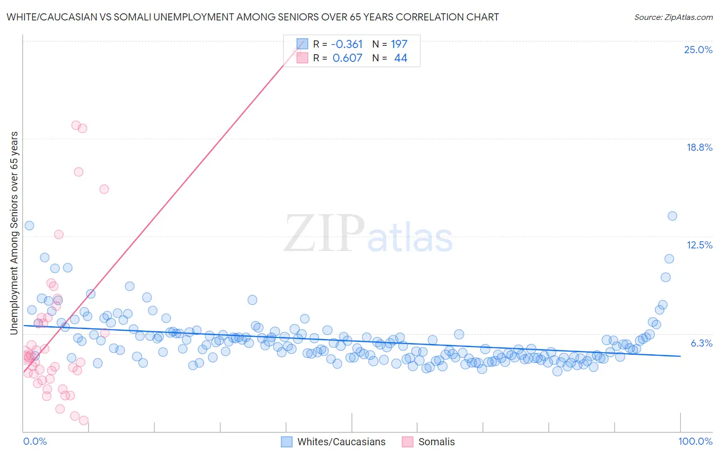 White/Caucasian vs Somali Unemployment Among Seniors over 65 years