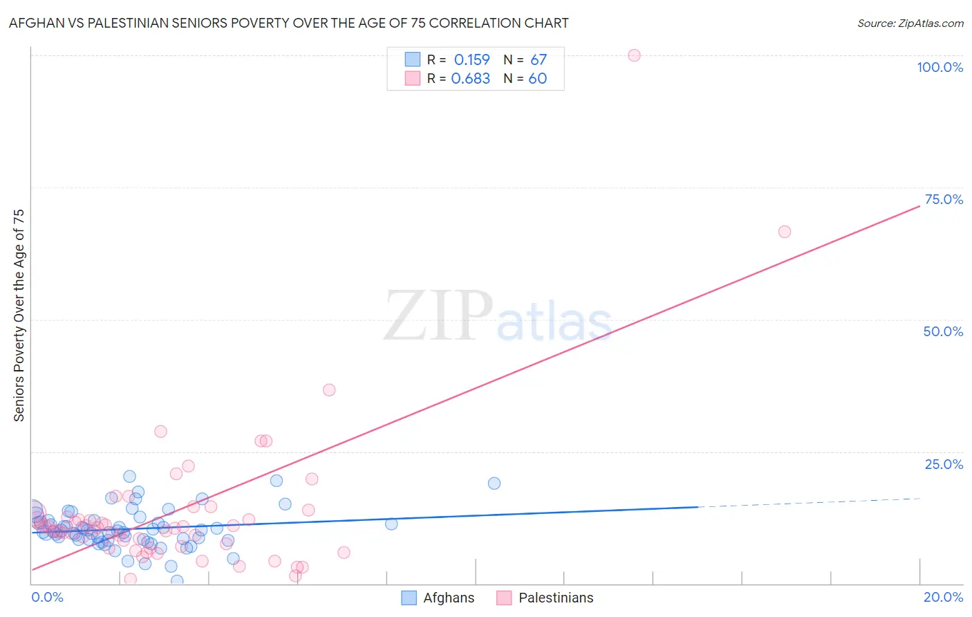 Afghan vs Palestinian Seniors Poverty Over the Age of 75