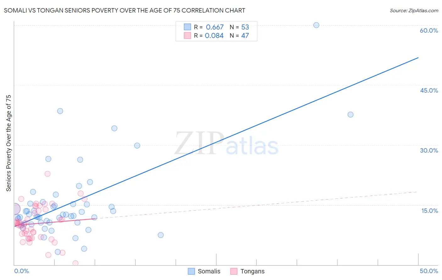 Somali vs Tongan Seniors Poverty Over the Age of 75