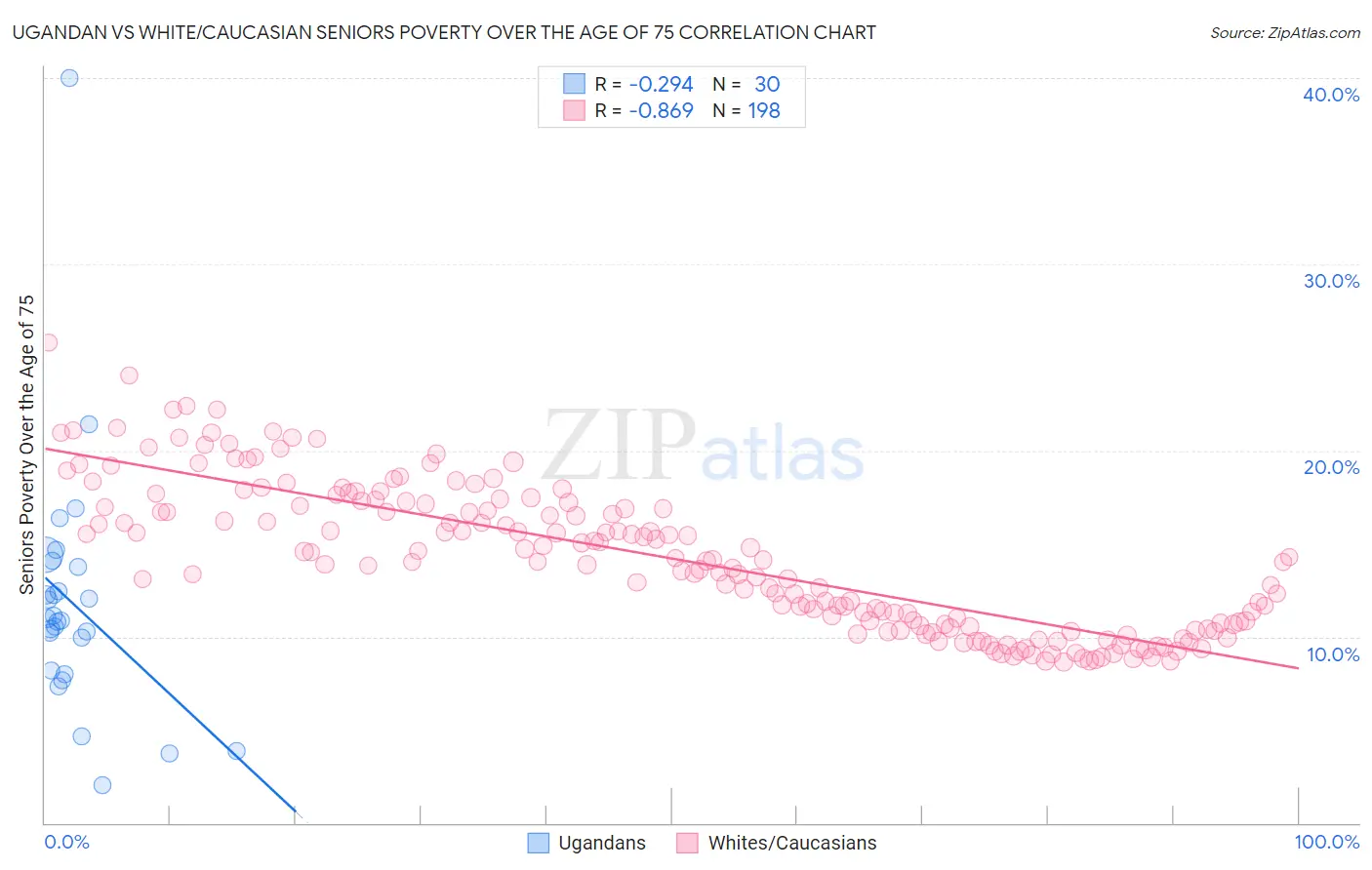 Ugandan vs White/Caucasian Seniors Poverty Over the Age of 75