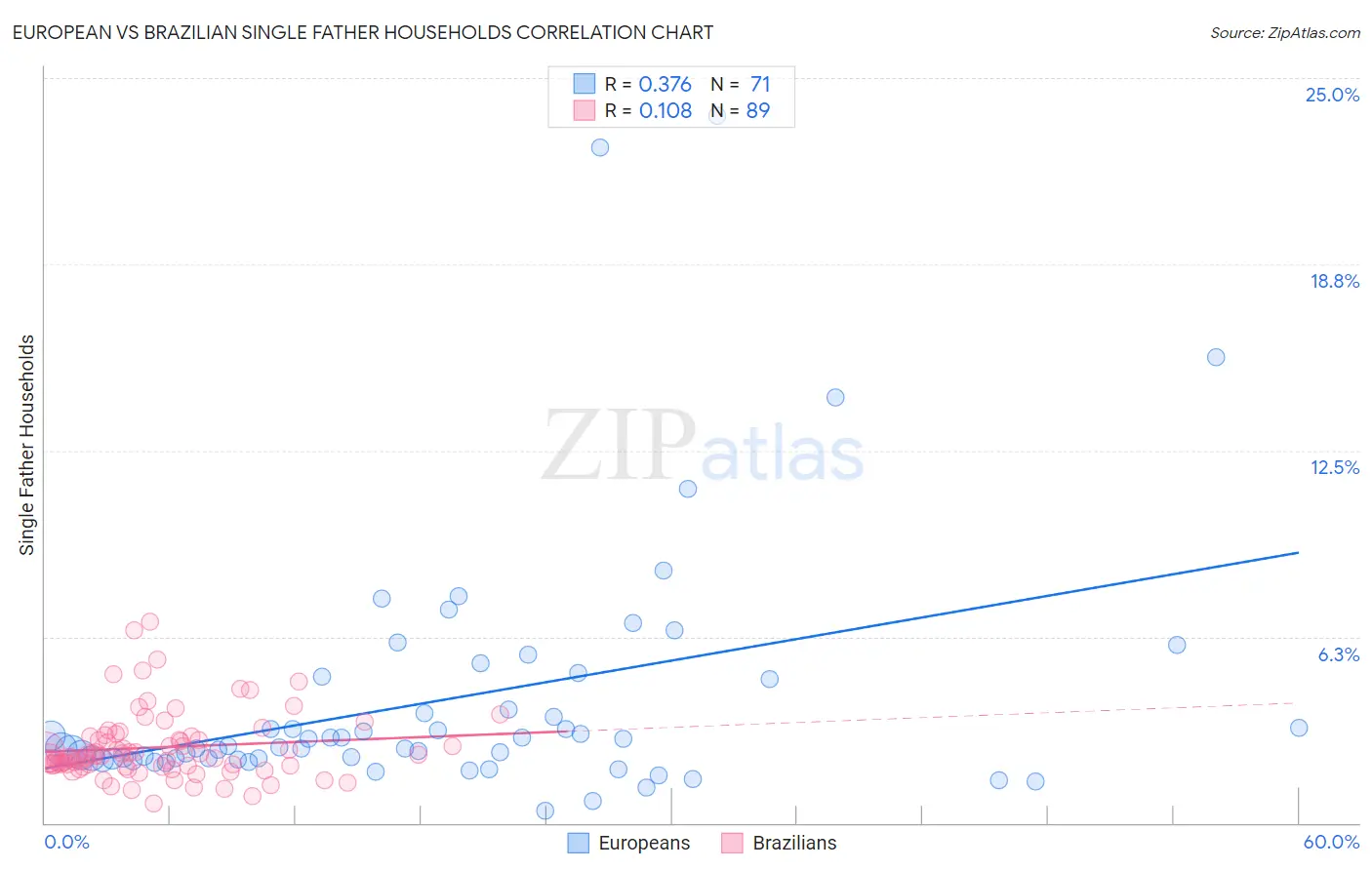 European vs Brazilian Single Father Households