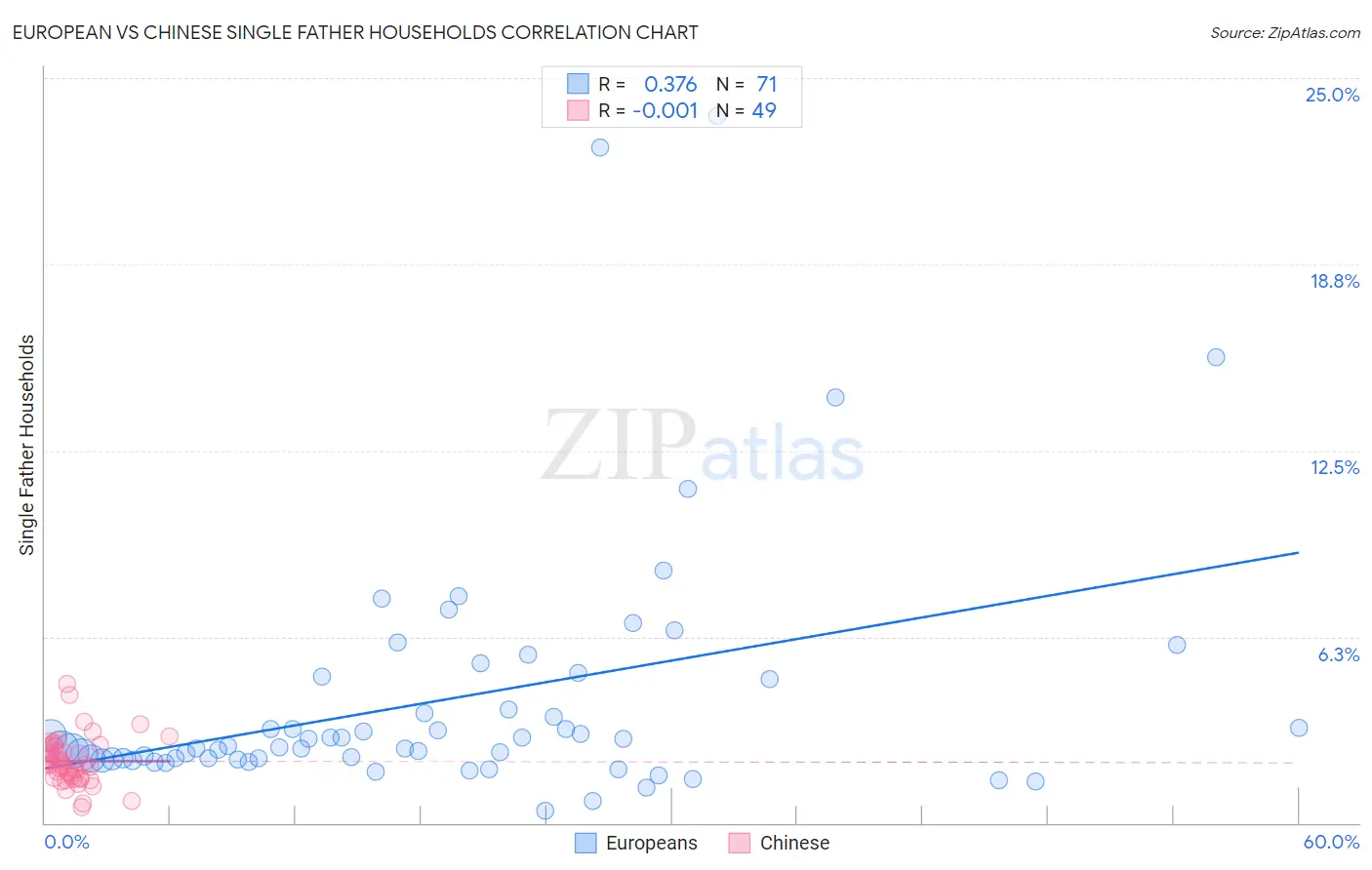 European vs Chinese Single Father Households