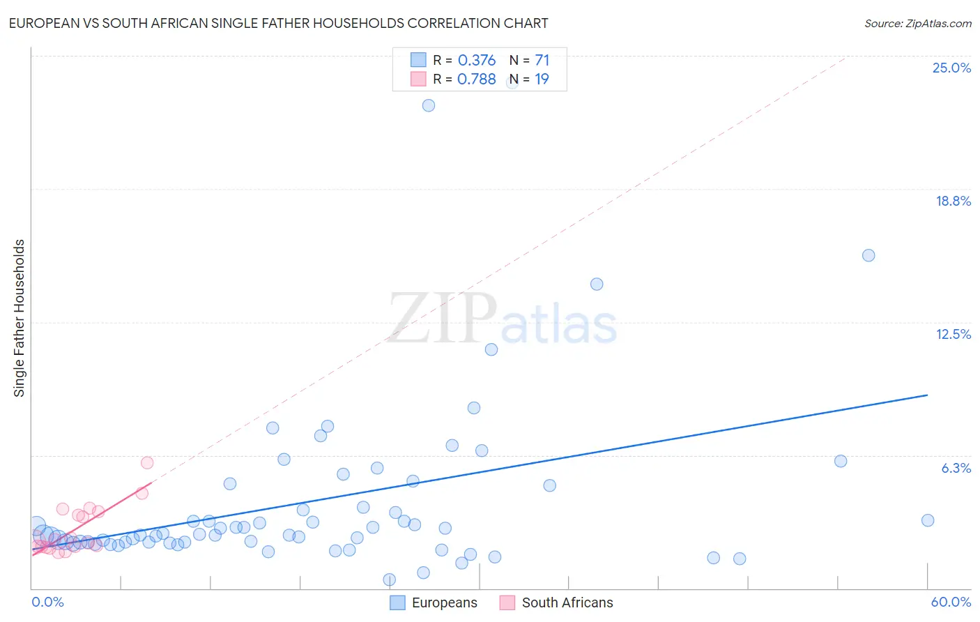 European vs South African Single Father Households