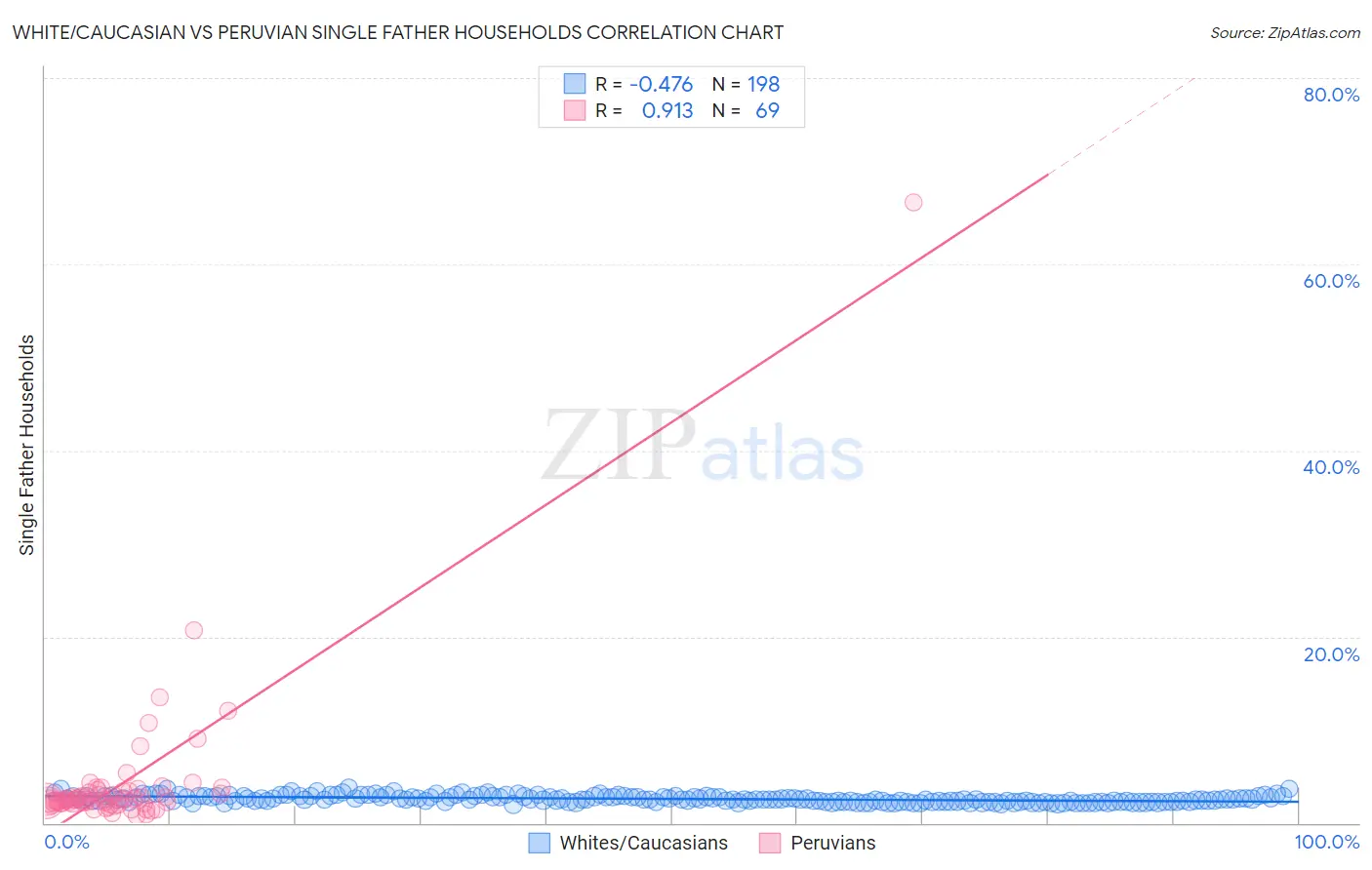 White/Caucasian vs Peruvian Single Father Households