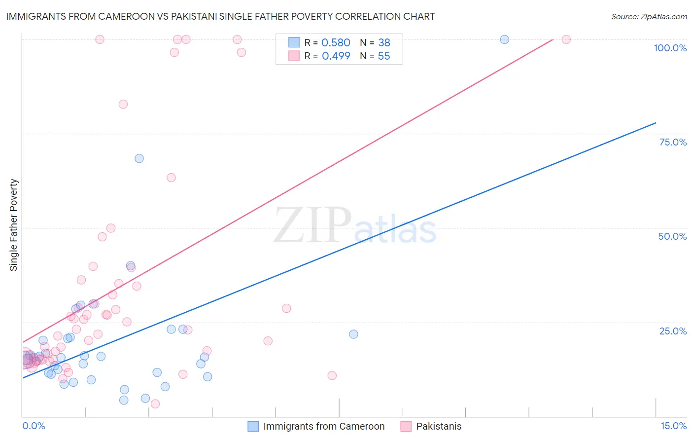 Immigrants from Cameroon vs Pakistani Single Father Poverty