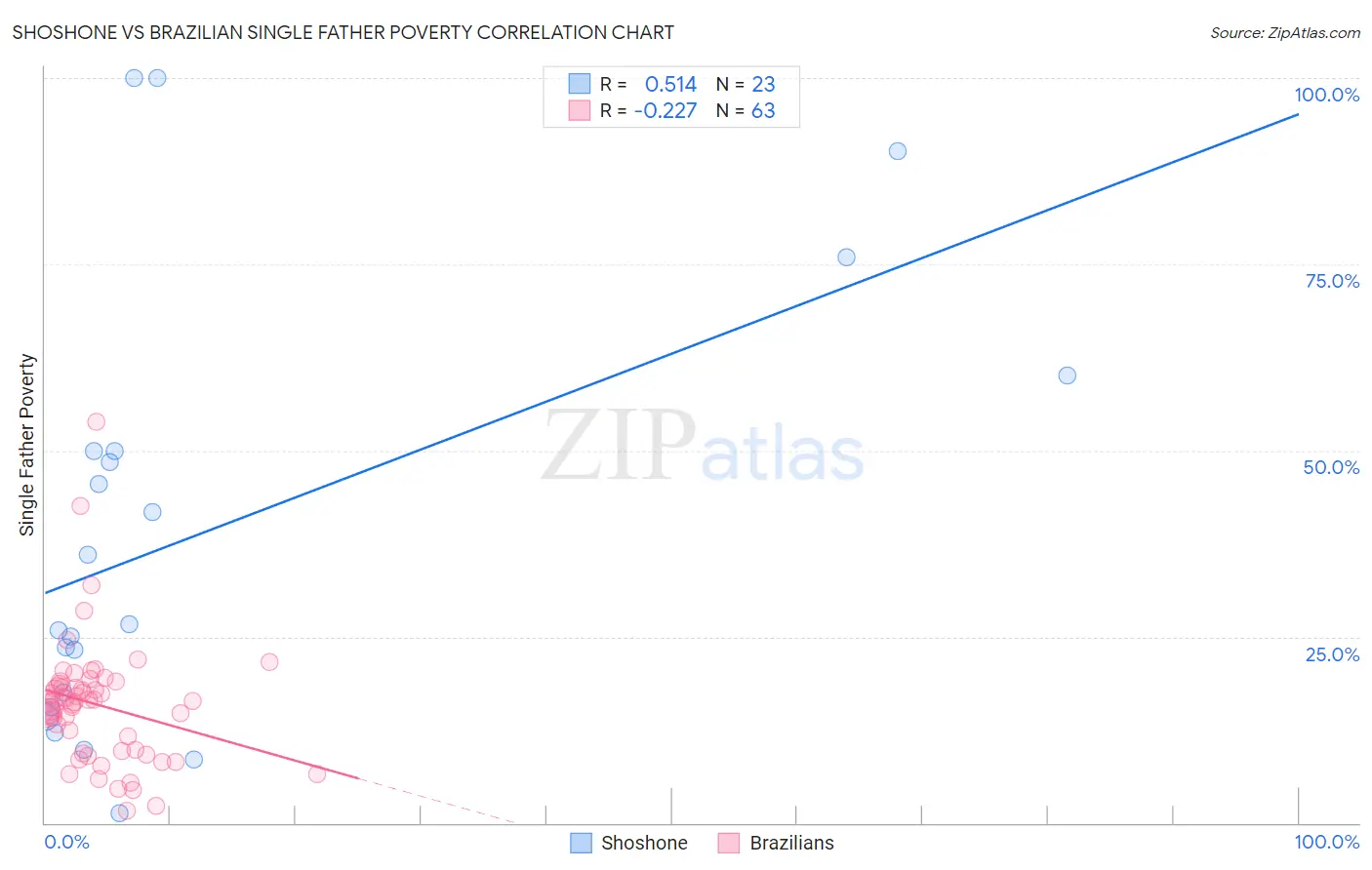 Shoshone vs Brazilian Single Father Poverty