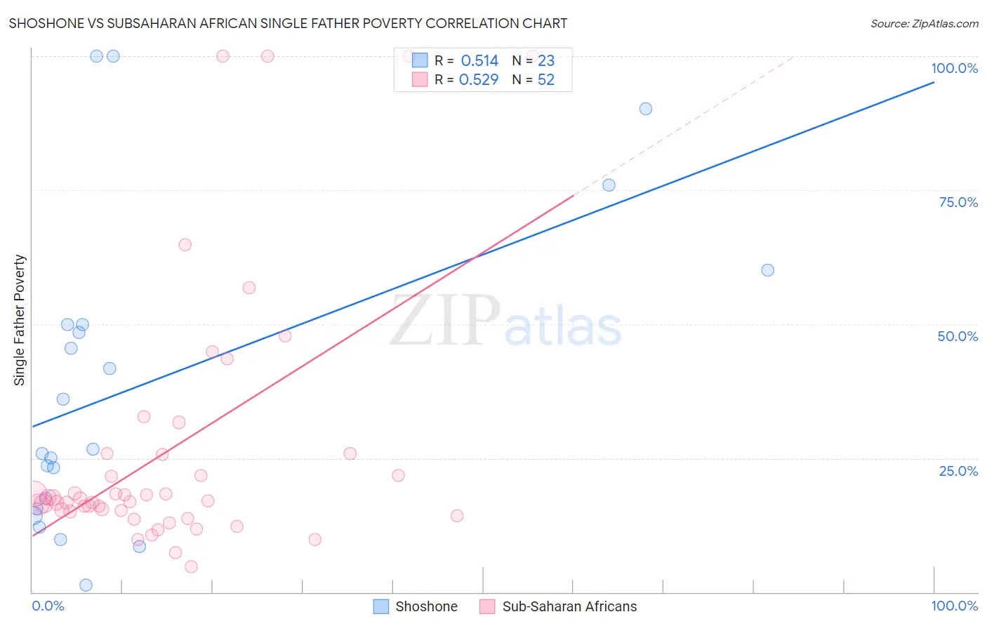 Shoshone vs Subsaharan African Single Father Poverty