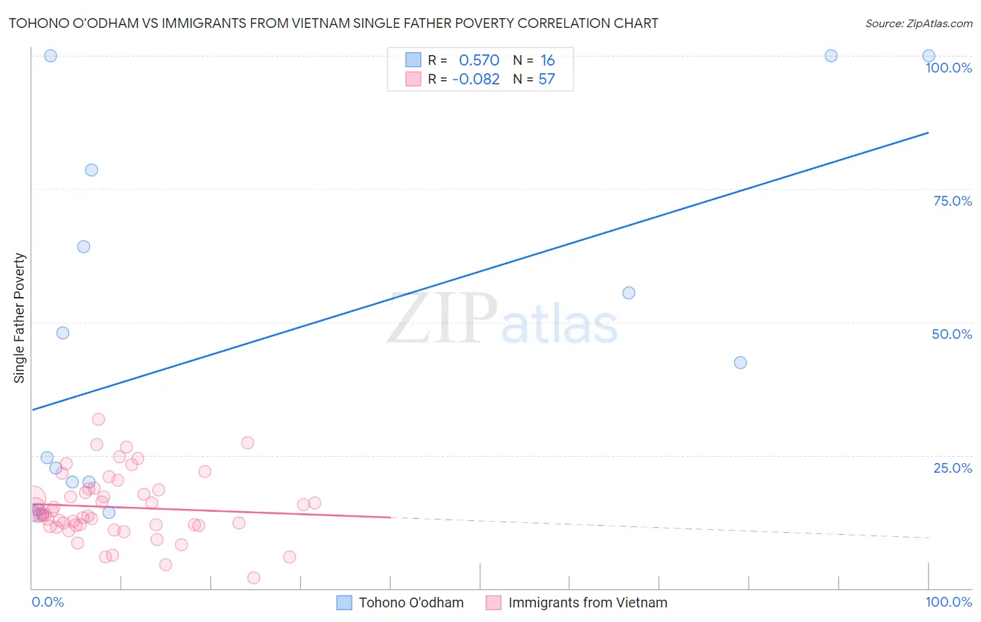 Tohono O'odham vs Immigrants from Vietnam Single Father Poverty