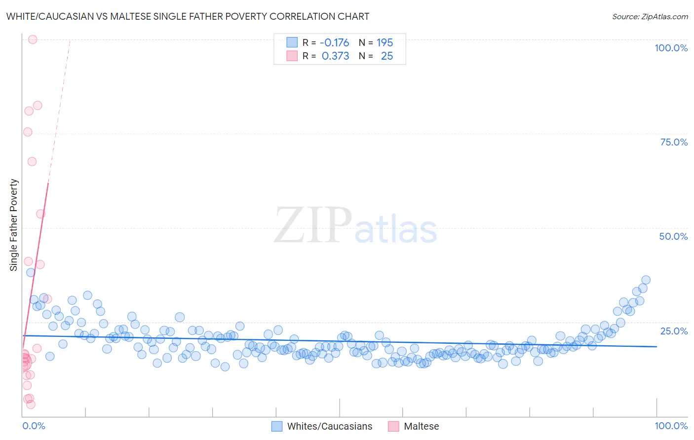 White/Caucasian vs Maltese Single Father Poverty