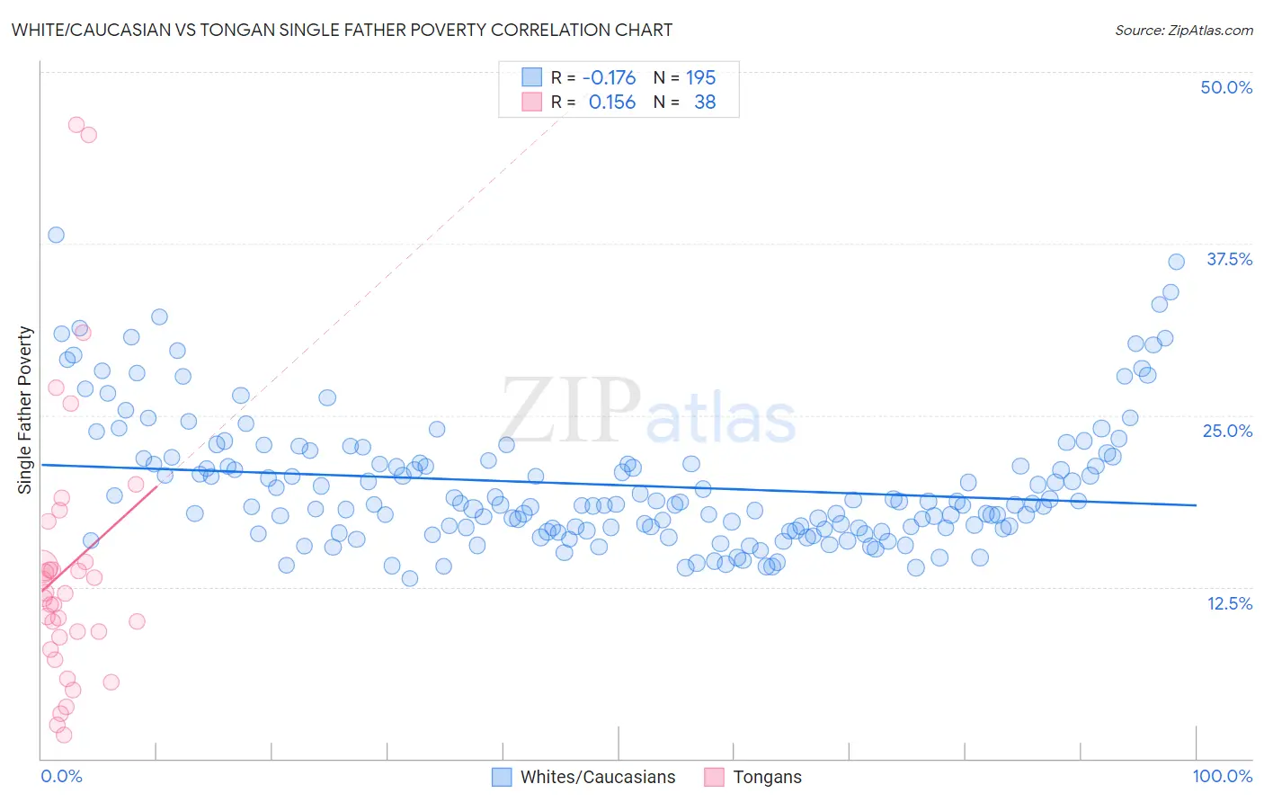 White/Caucasian vs Tongan Single Father Poverty