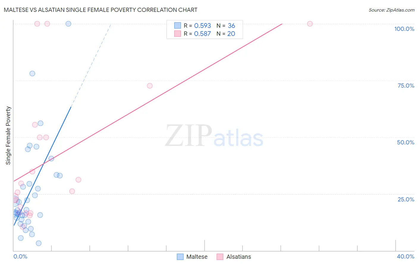 Maltese vs Alsatian Single Female Poverty